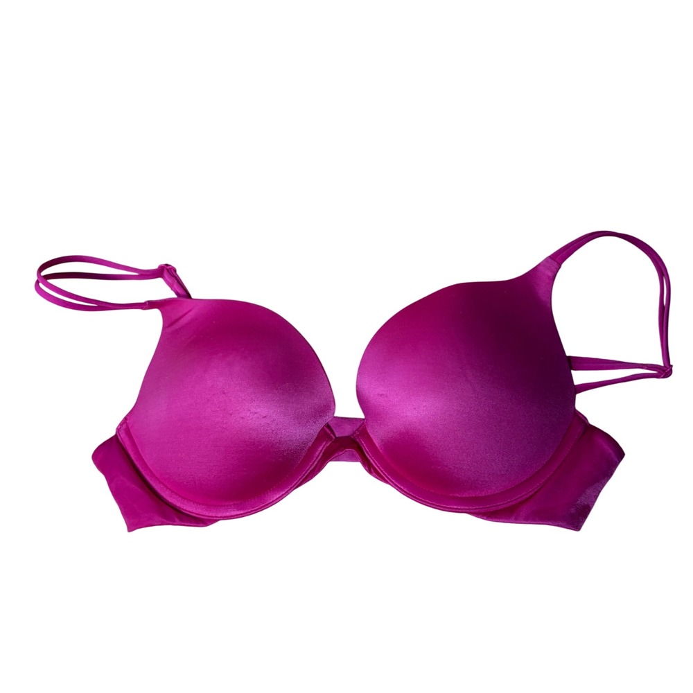 Victorias Secret Very Sexy Push Up Bra 34B Magenta Pink Satin Underwire Padded